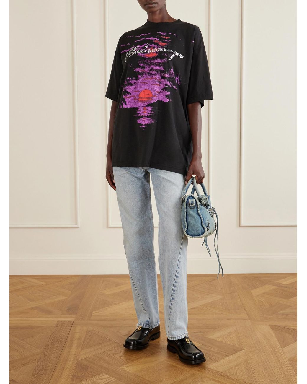 Balenciaga Blue Le City Small Embellished Denim Shoulder Bag