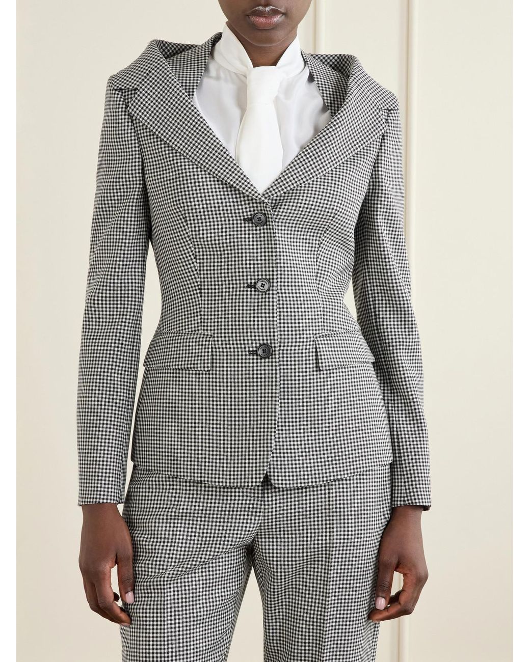 McQueen Gray Gingham Wool Jacket
