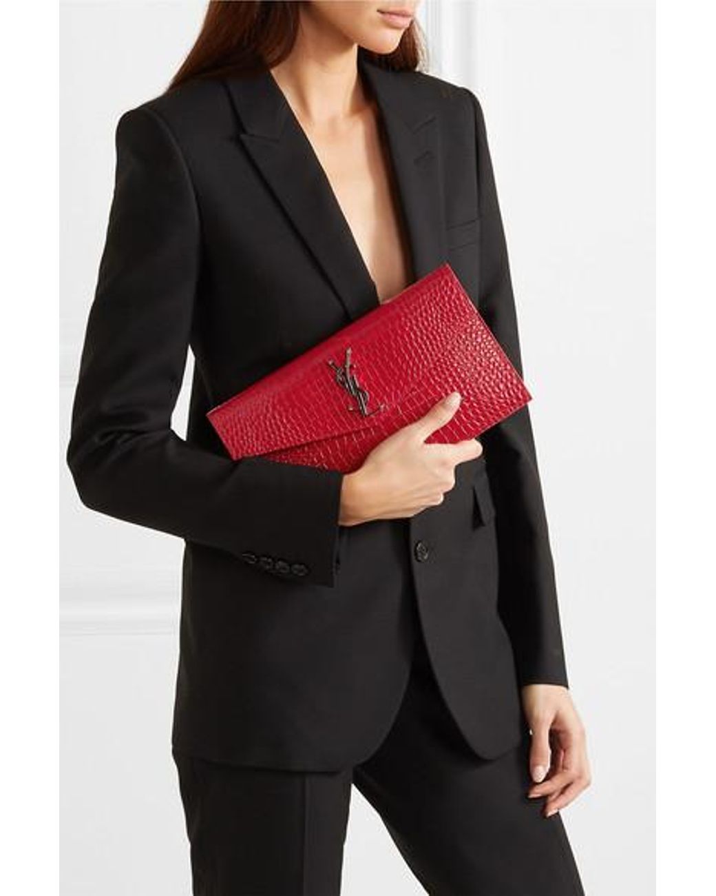 Saint Laurent Grain de Poudre Uptown Clutch (SHF-21449) – LuxeDH