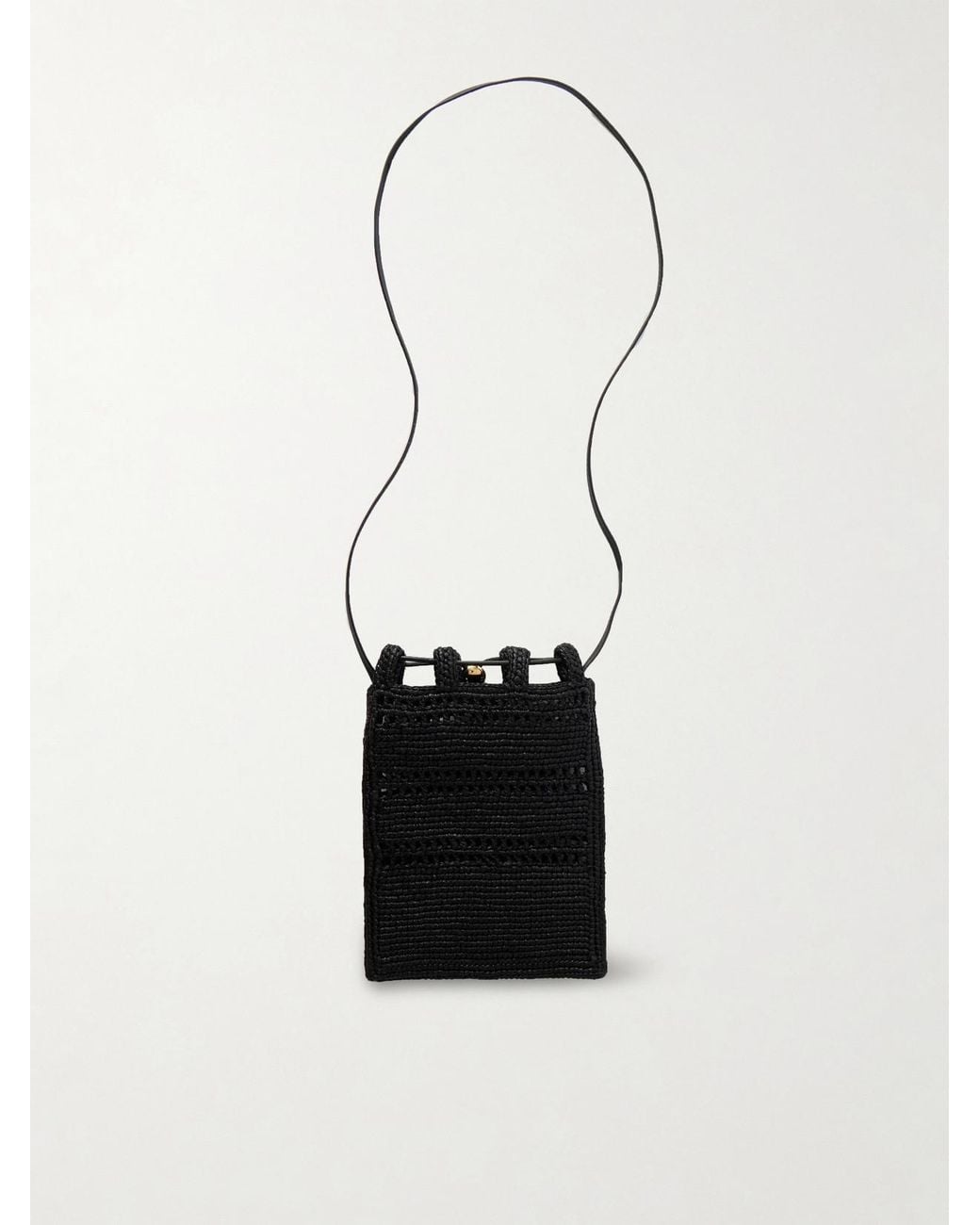 Loewe White Paula's Ibiza Leather-Trimmed Embroidered Raffia Shoulder Bag