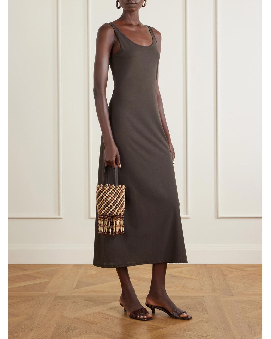Rabanne White Beaded Mini Wood Shoulder Bag