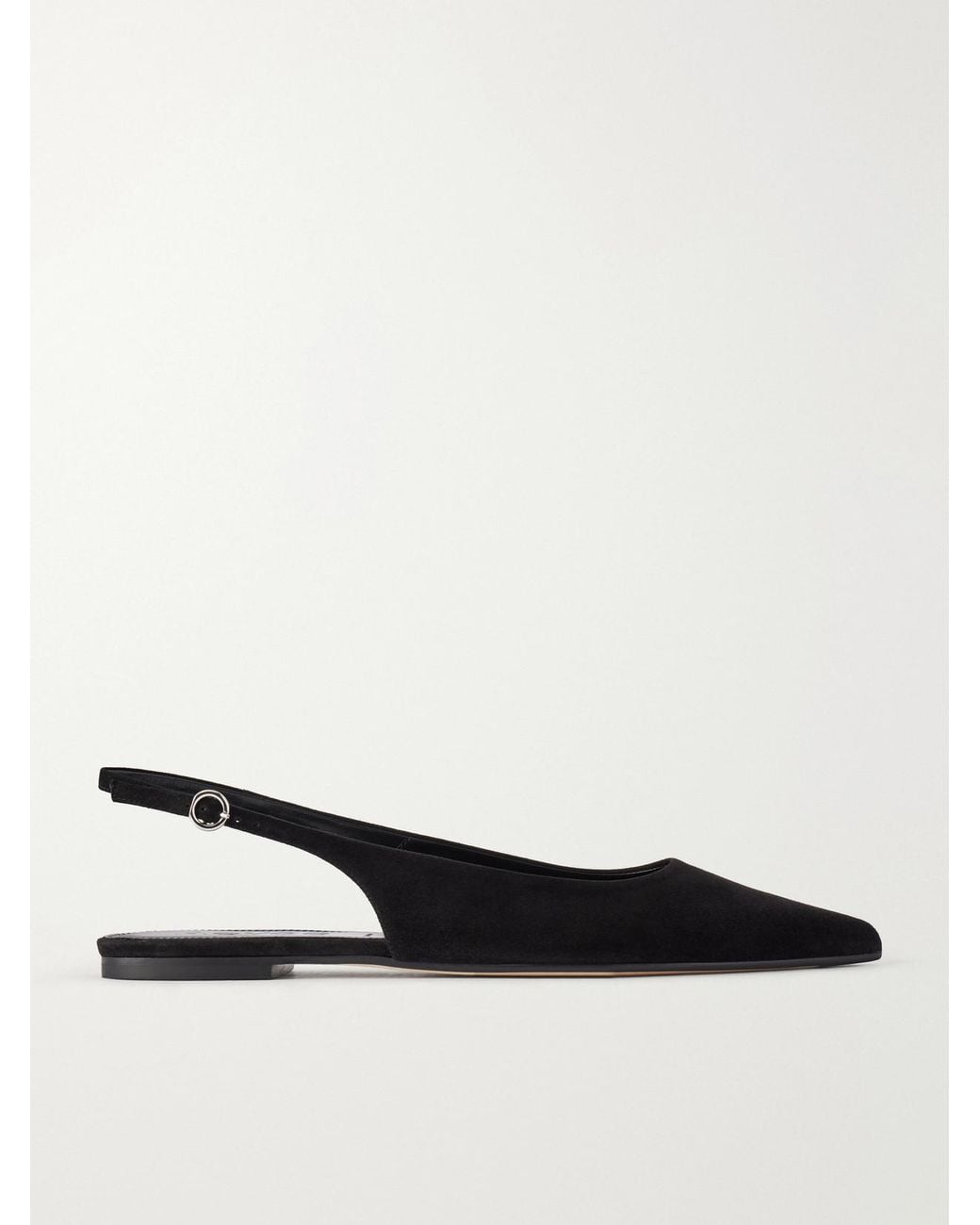 Aeyde White Annora Suede Slingback Flats