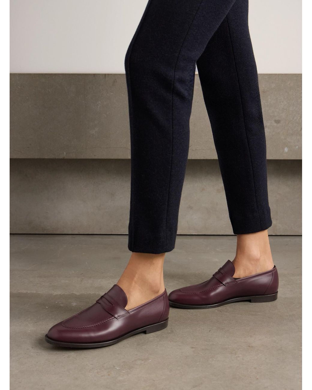 Loro Piana Purple Sergio Leather Loafers