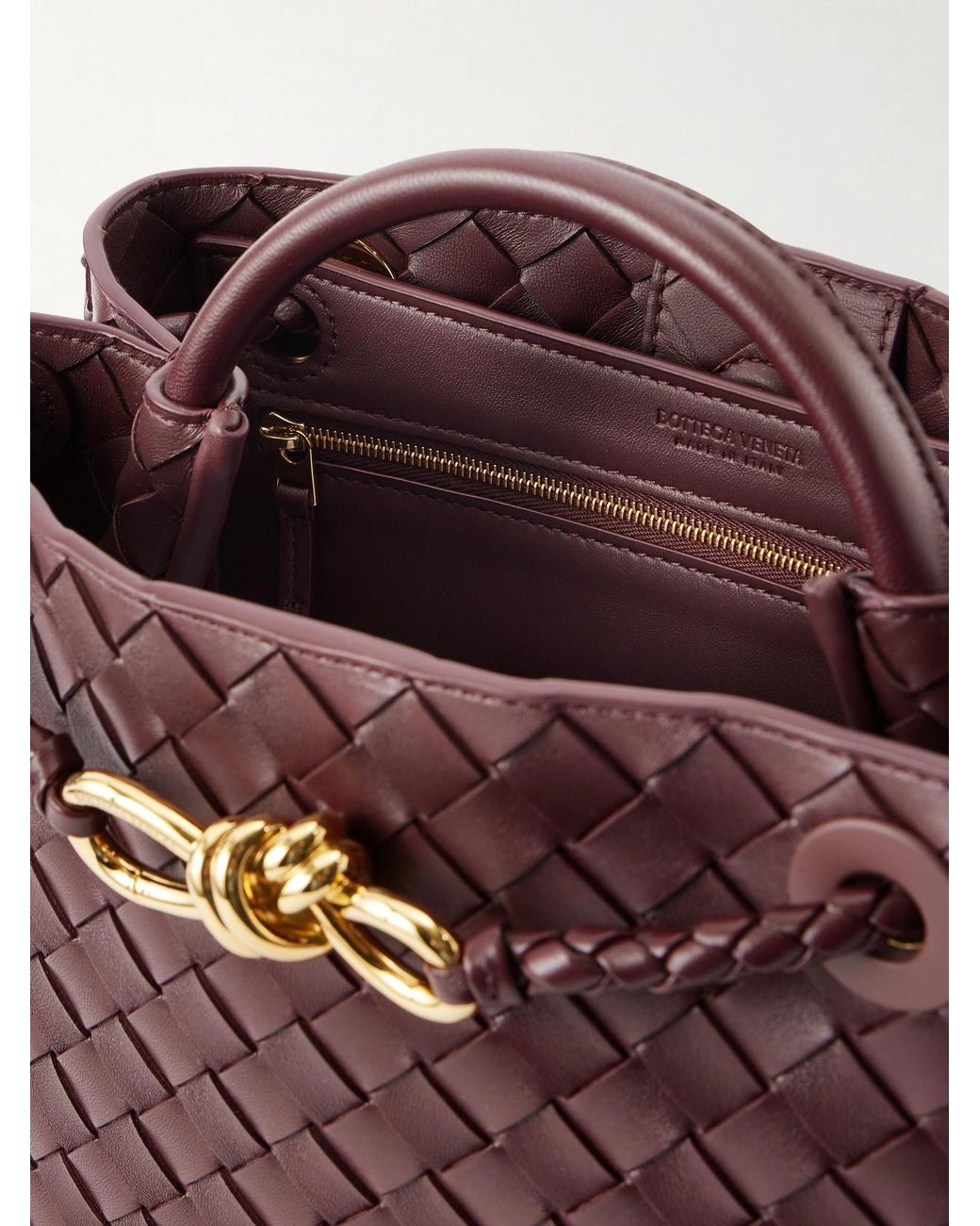 Bottega Veneta Purple Andiamo Small Intrecciato Leather Top-Handle Bag