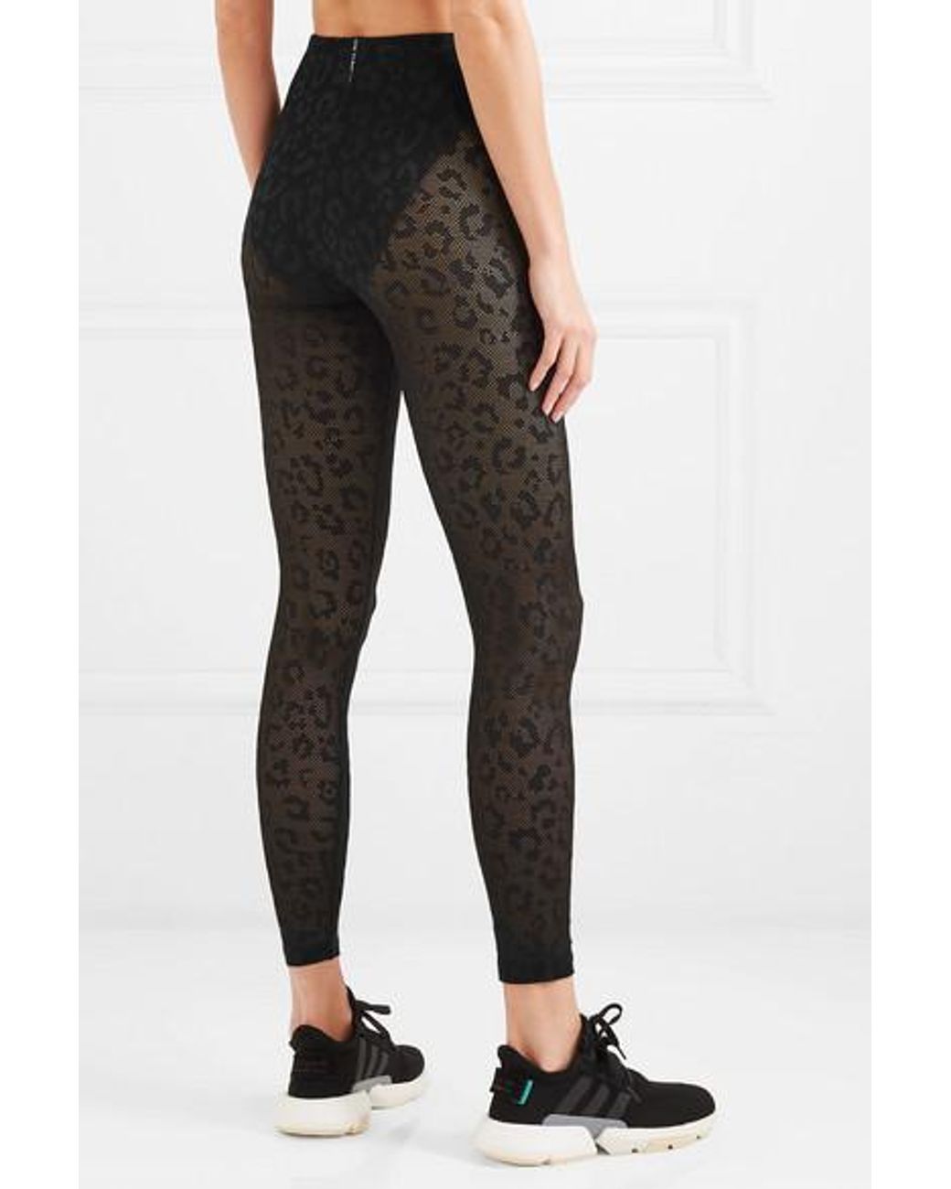Adam Selman Sport Leopard print Stretch mesh Leggings in Black Lyst