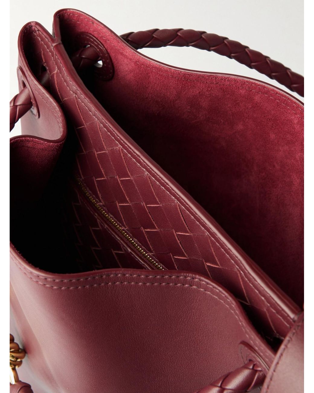 Bottega Veneta Red Andiamo Medium Leather Bucket Bag
