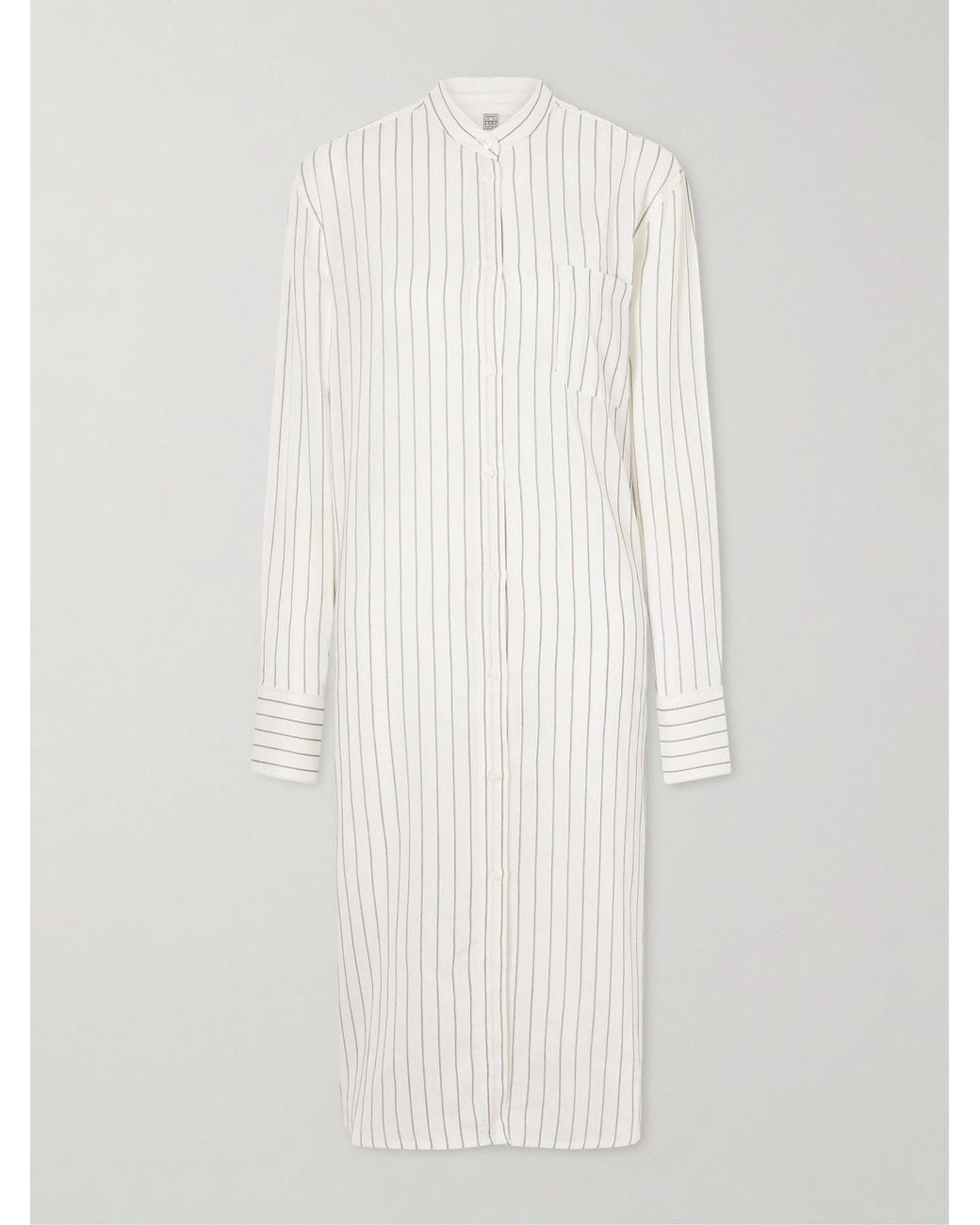 Totême White Striped Voile Midi Dress