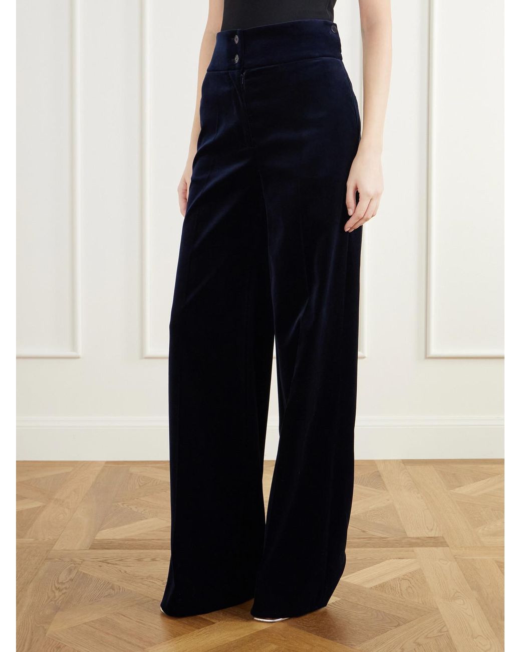 Altuzarra Blue Rudy Cotton-Blend Velvet Straight-Leg Pants