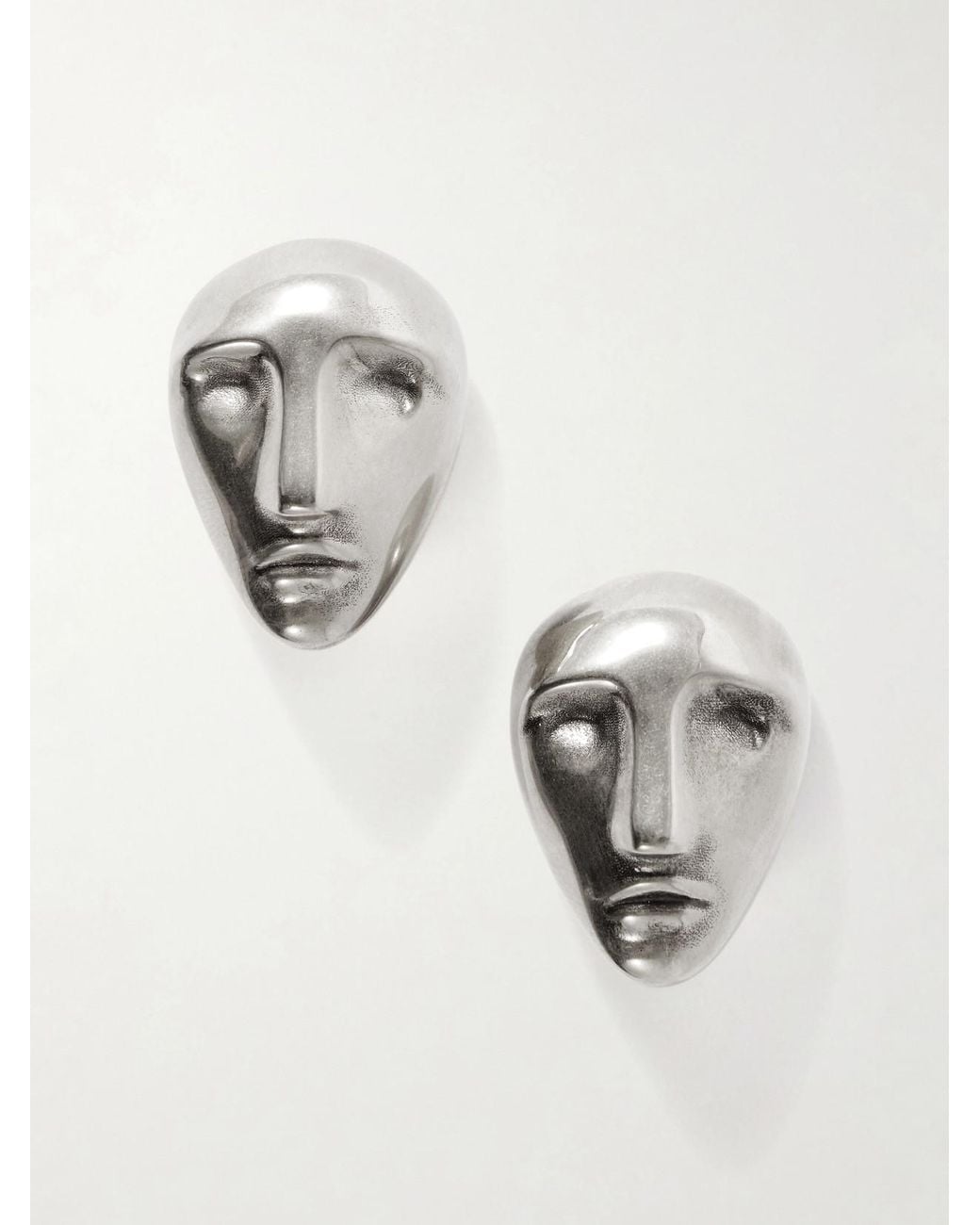 Khaite Metallic Visage Palladium-Plated Earrings