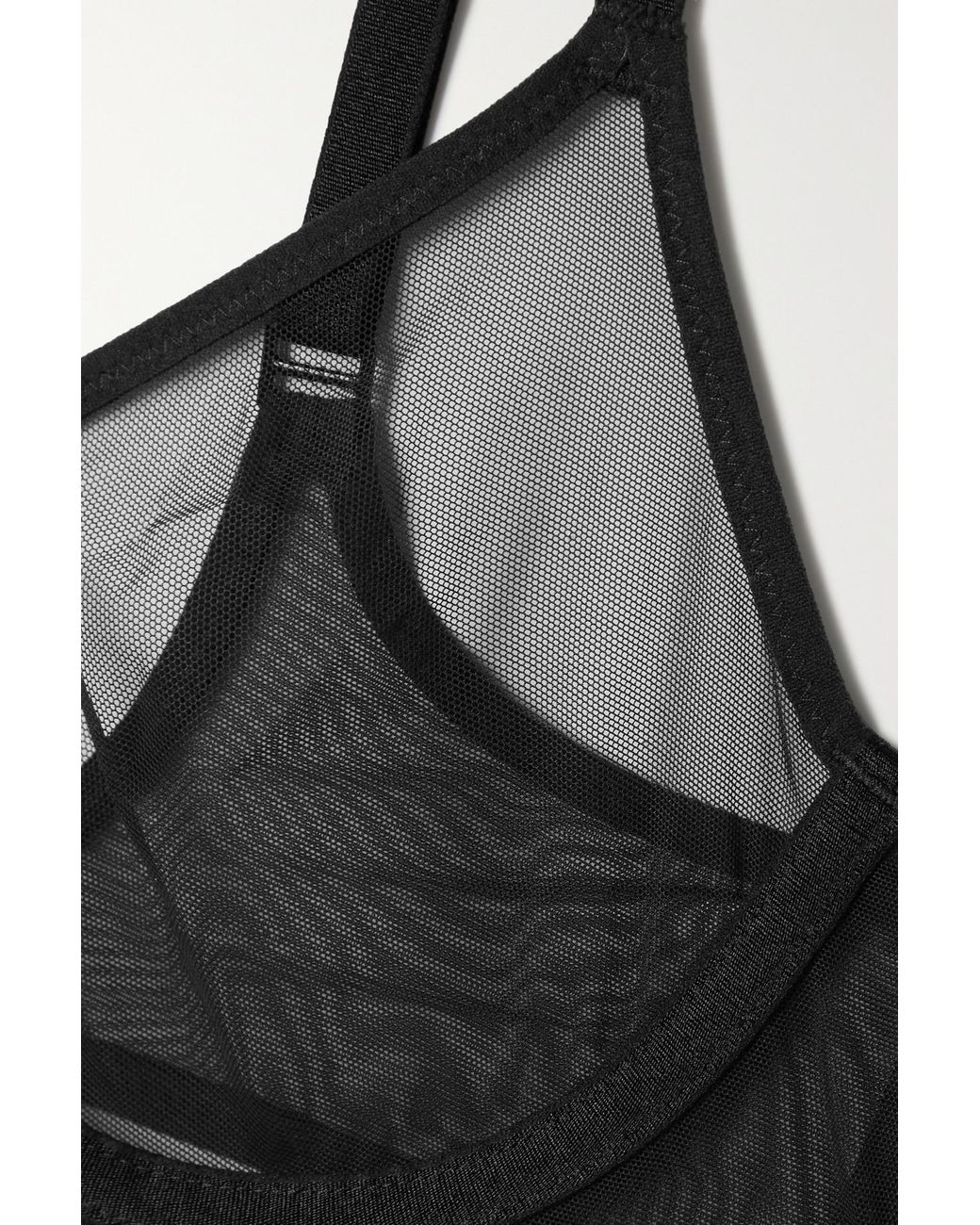 Naked stretch-mesh underwired plunge bra