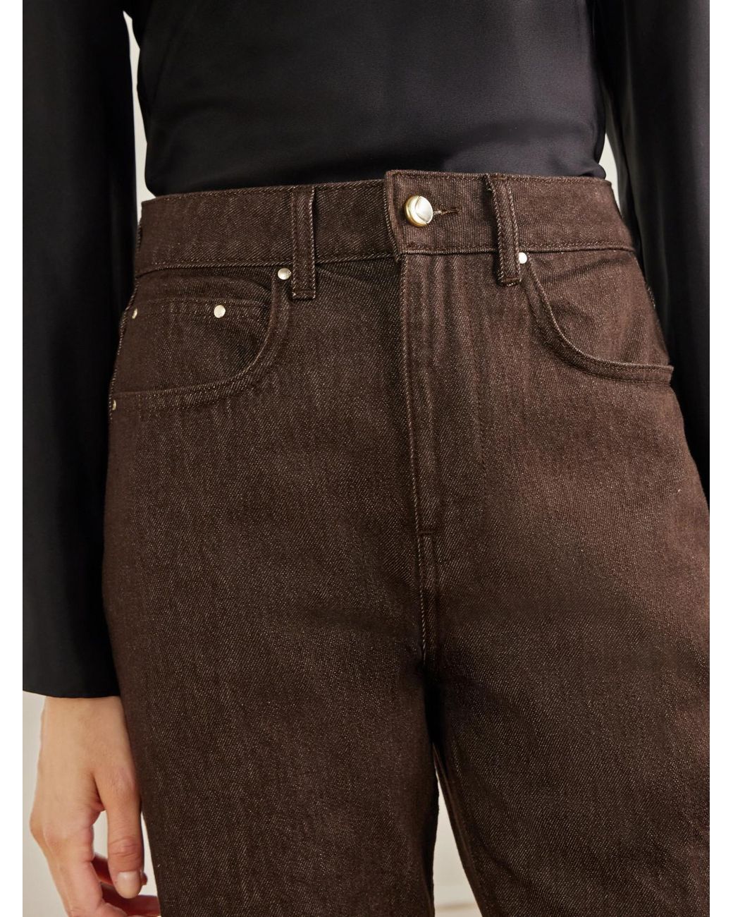 OSSOU Brown Noon Organic High-Rise Straight-Leg Jeans