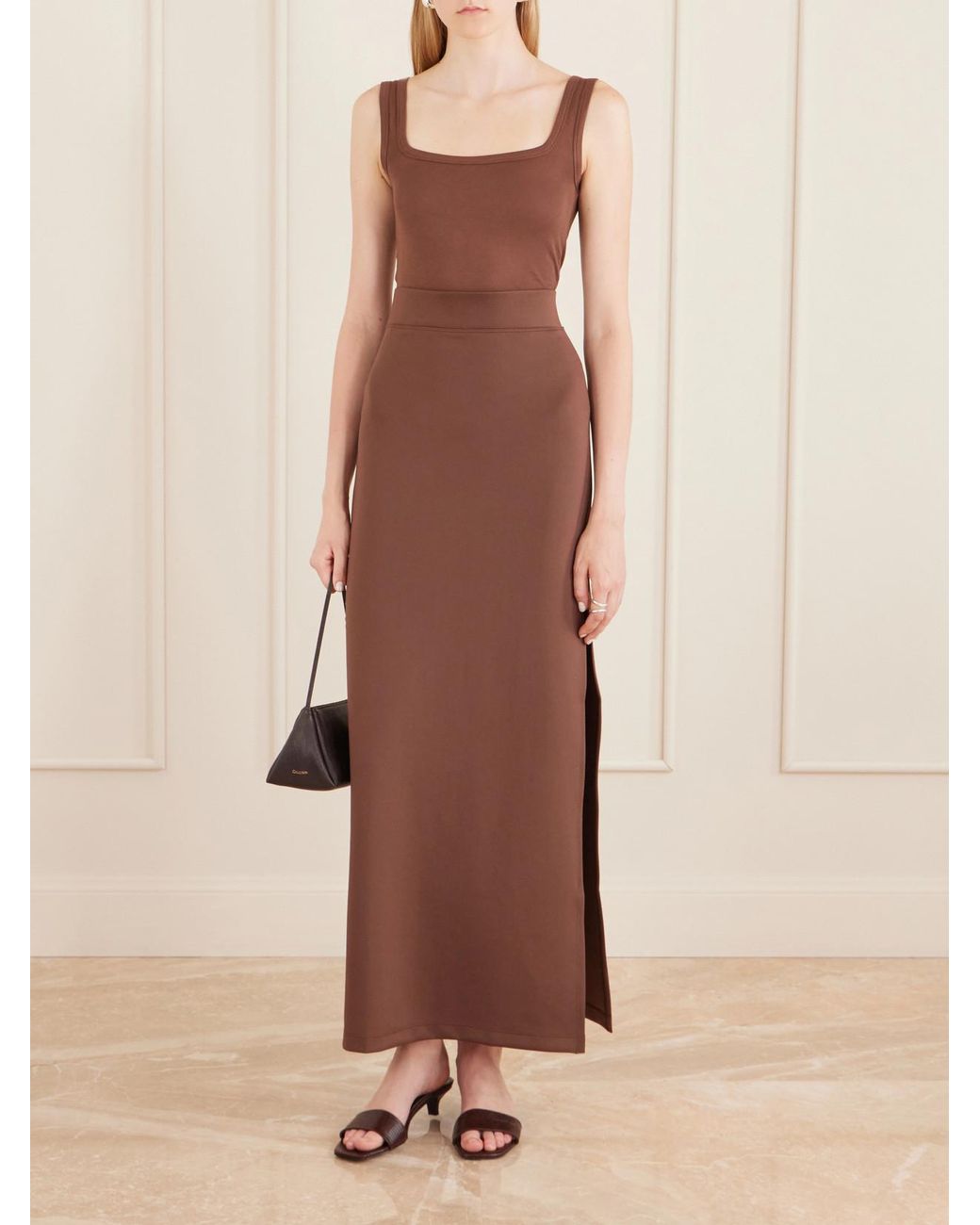 The Park Brown Hailey Stretch-Jersey Maxi Skirt