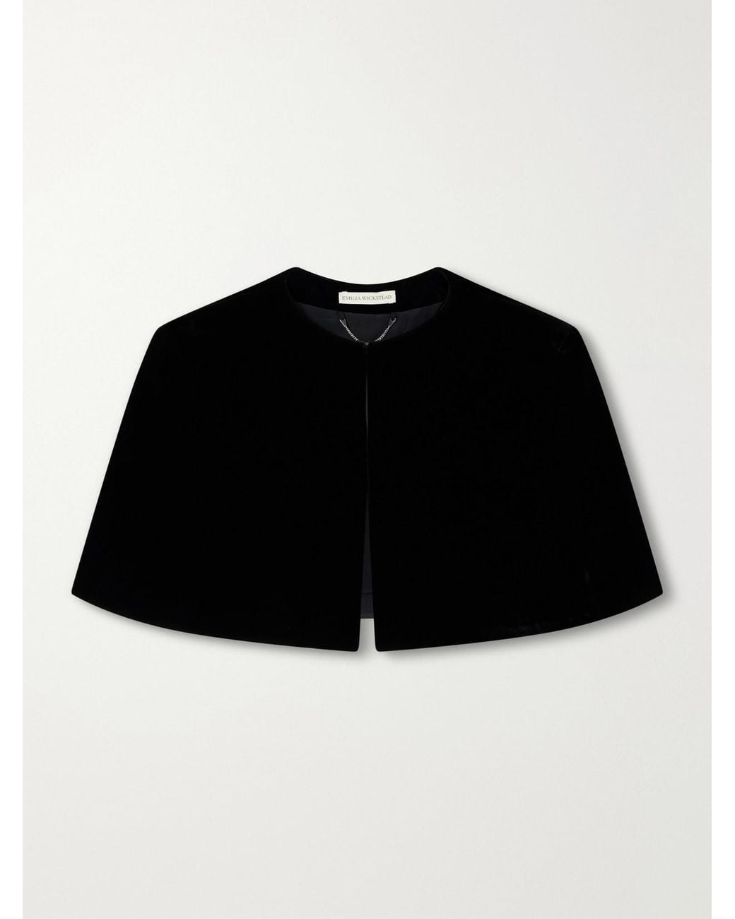 Emilia Wickstead Black Domie Cropped Velvet Cape