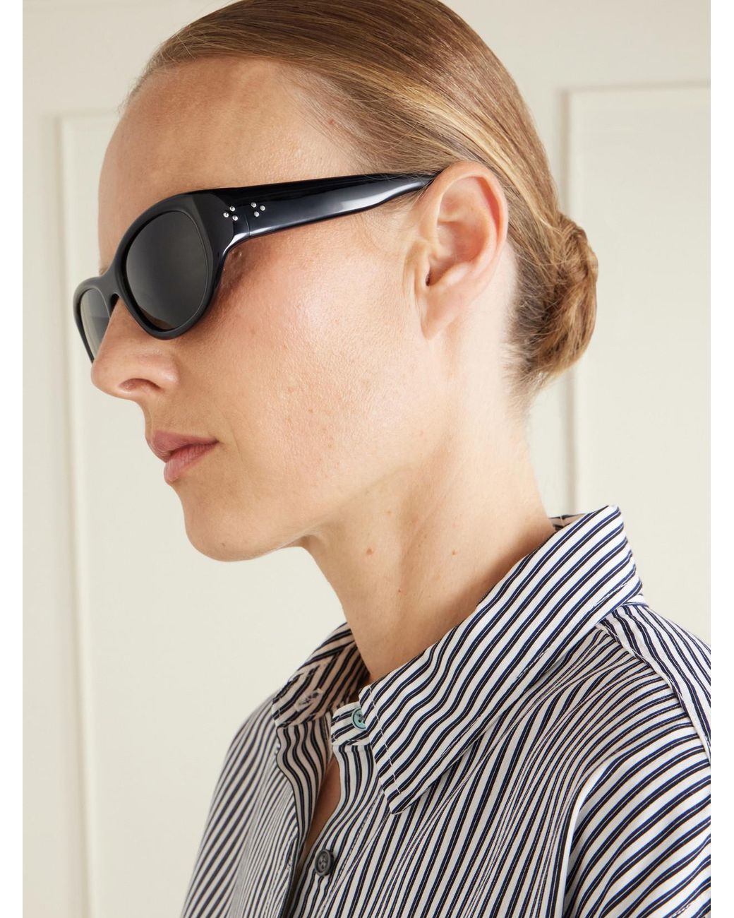 LIE STUDIO Gray Lee Oval-Frame Acetate Sunglasses