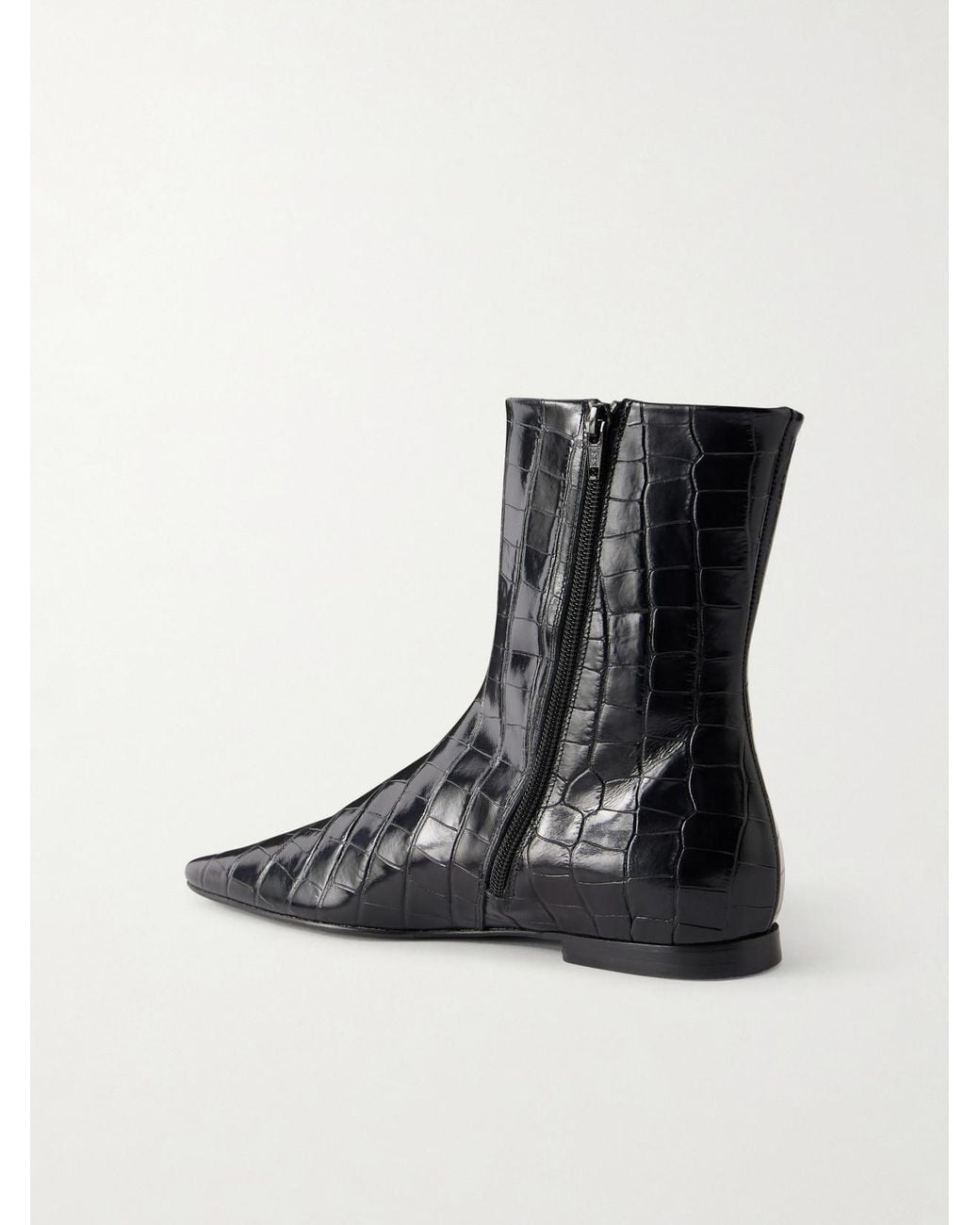 Totême Black Croc-Effect Leather Chelsea Boots