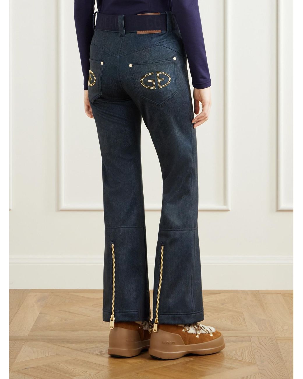 Goldbergh Blue Fuji Denim-Effect Belted Bootcut Shell Ski Pants