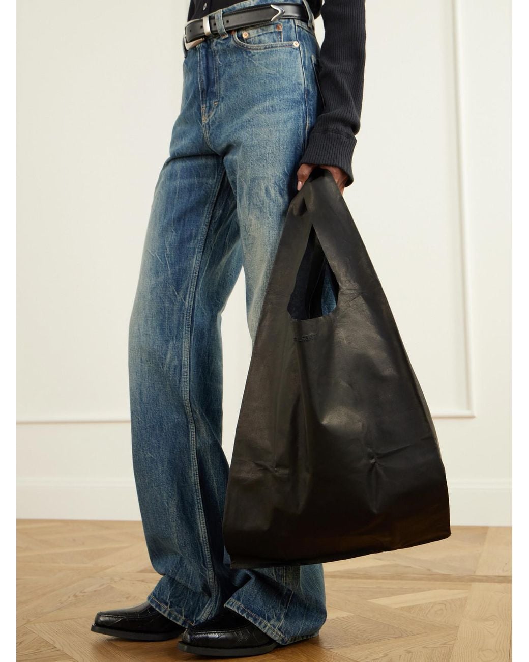 Our Legacy Black Grocery Bag Leather Tote