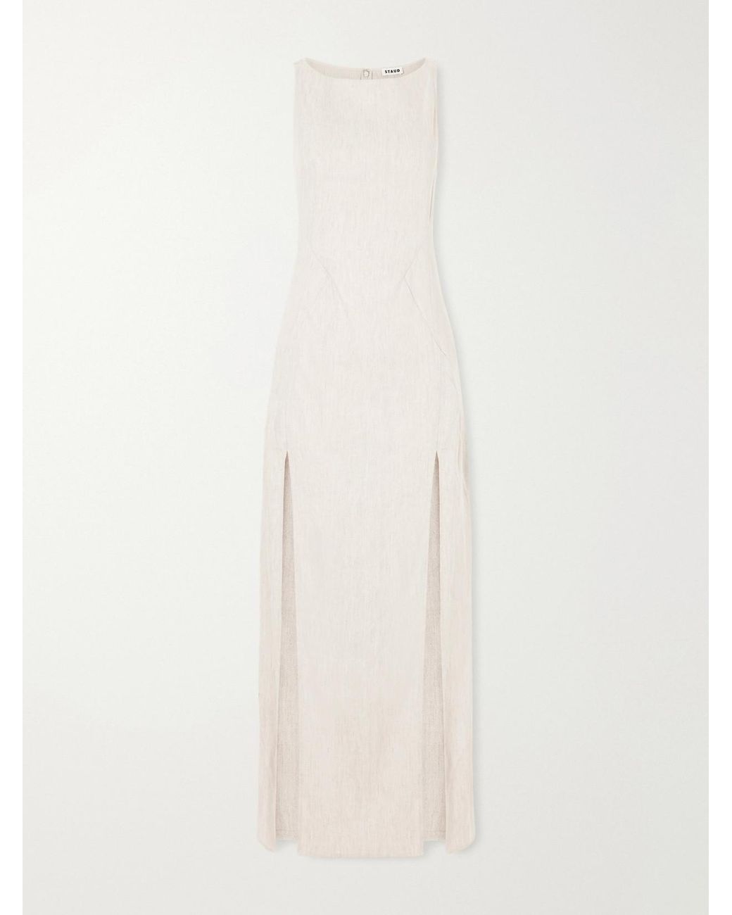 Staud White Linen-Blend Maxi Dress