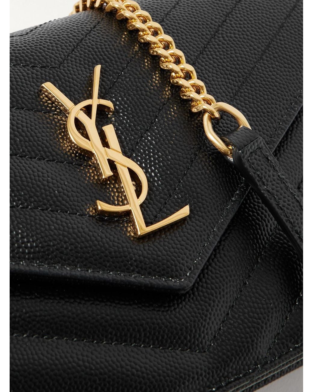 Saint Laurent Black Cassandre Matelassé Textured-Leather Shoulder Bag