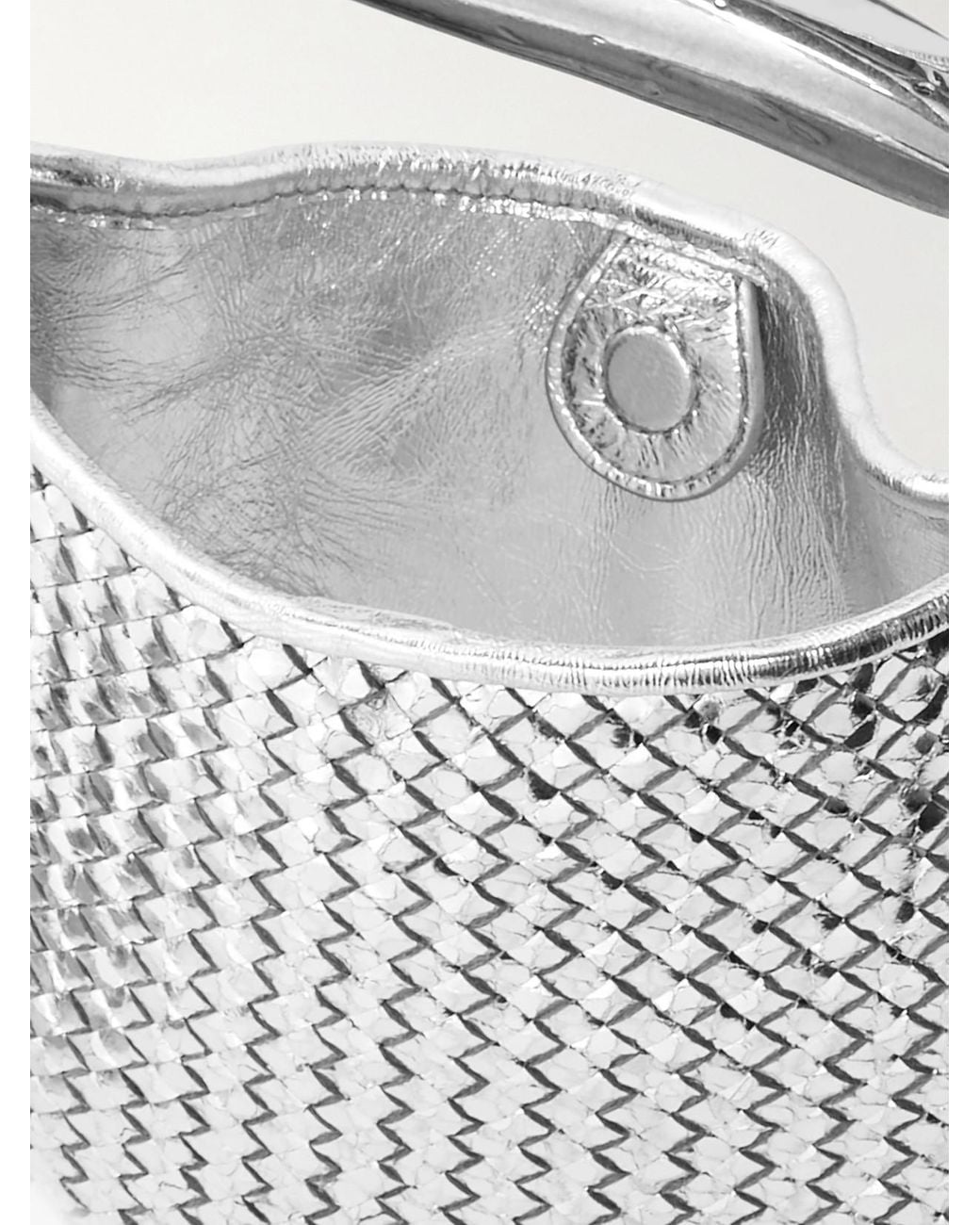 Bottega Veneta Gray Sardine Mini Intrecciato Metallic Leather Shoulder Bag