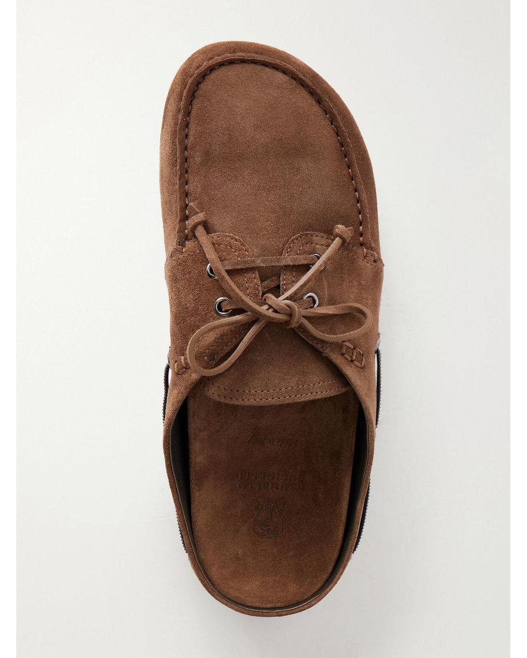 Brunello Cucinelli Brown Suede Slip-On Moccasins