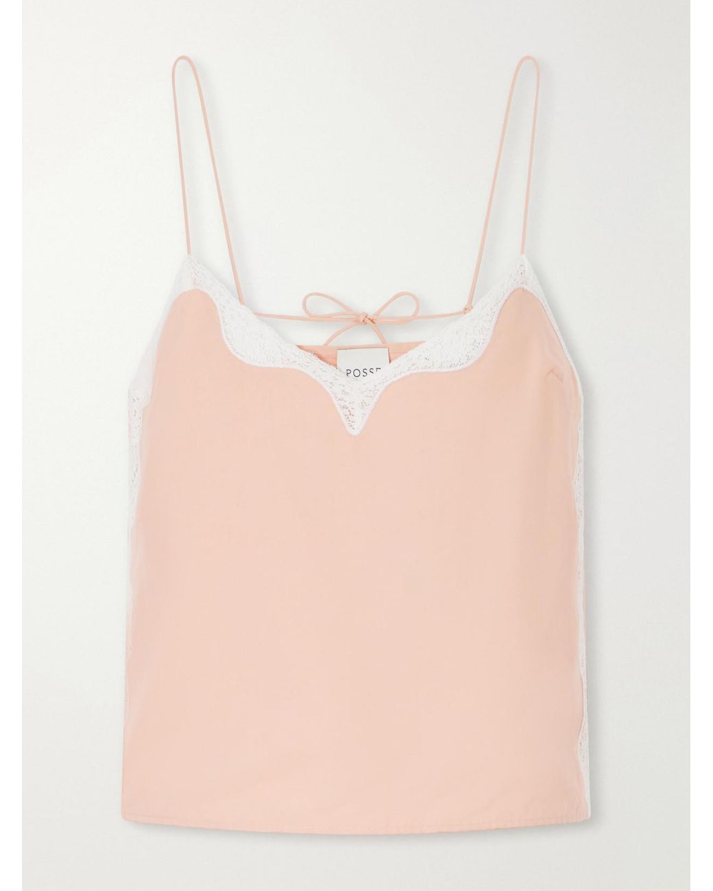 Posse Pink Tabitha Lace-Trimmed Tencel Lyocell Camisole