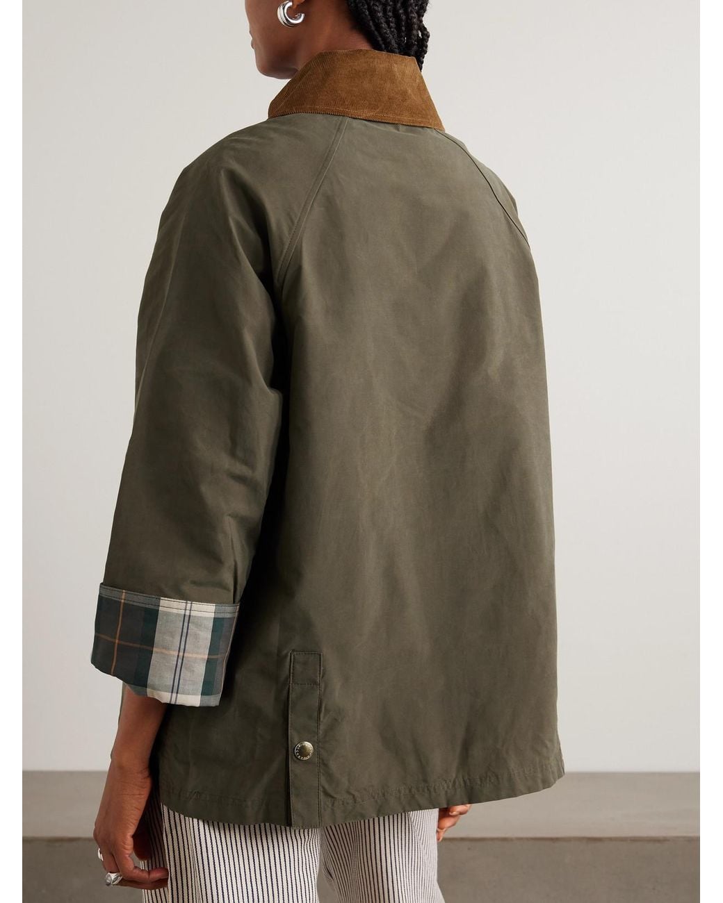 Barbour Green Icons Bedale Corduroy-Trimmed Waxed Cotton-Blend Jacket