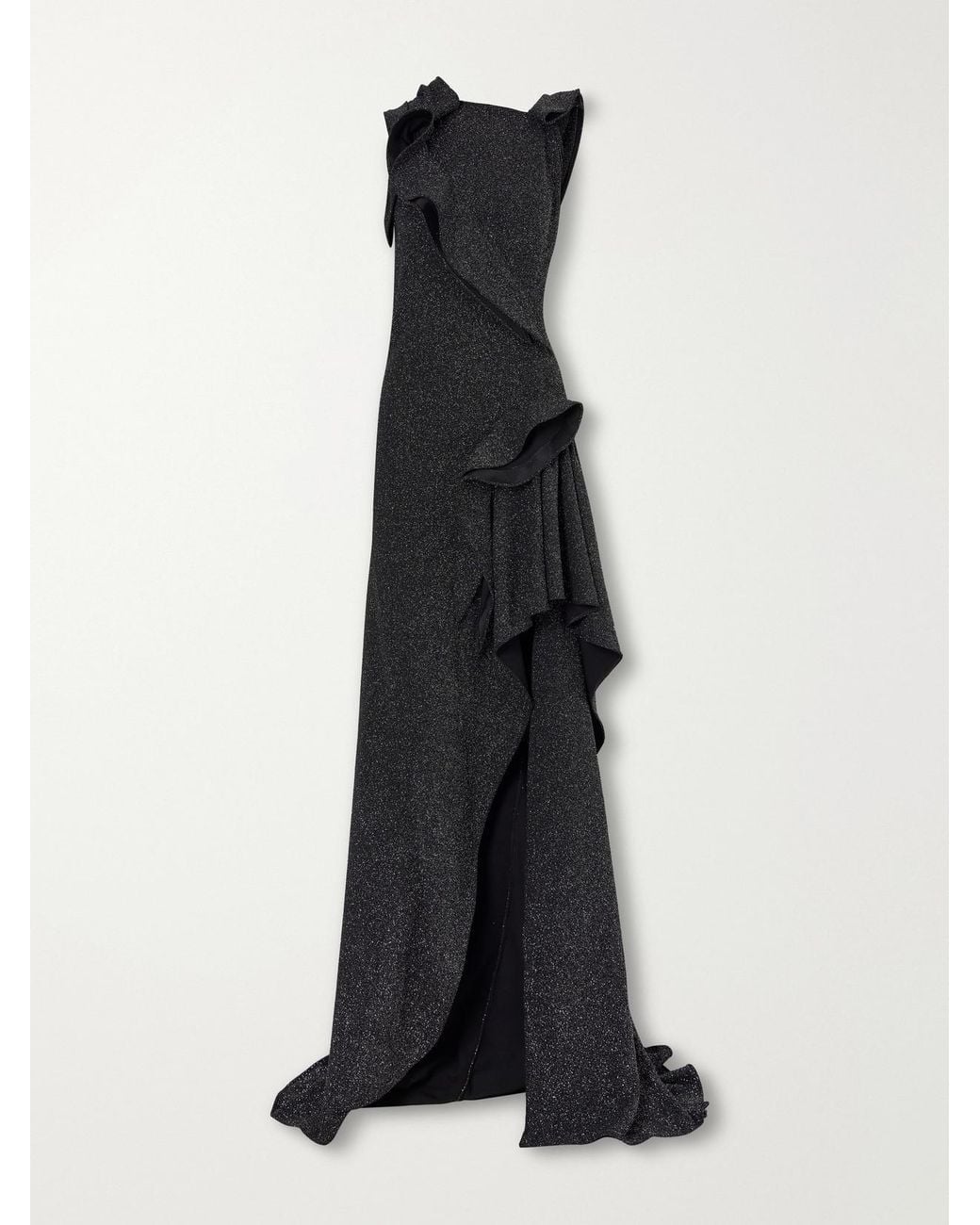 Maticevski White Flashpoint Asymmetric Ruffled Lurex Gown