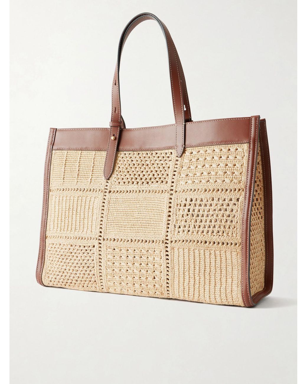 Anya Hindmarch Natural Mortimer Leather-Trimmed Woven Raffia Tote