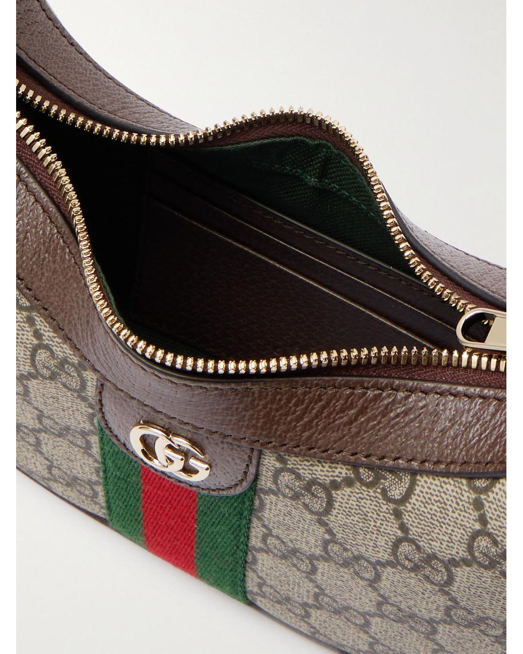 Gucci Gray Ophidia Small Leather-Trimmed Coated Canvas-Jacquard Shoulder Bag