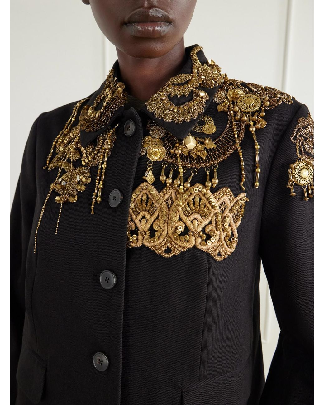 Dries Van Noten Black Embroidered Cotton-Twill Jacket