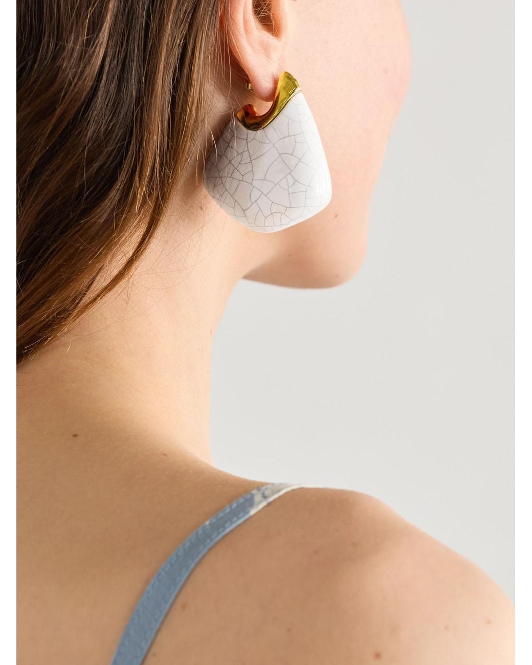 Bottega Veneta Natural Plated Ceramic Earrings