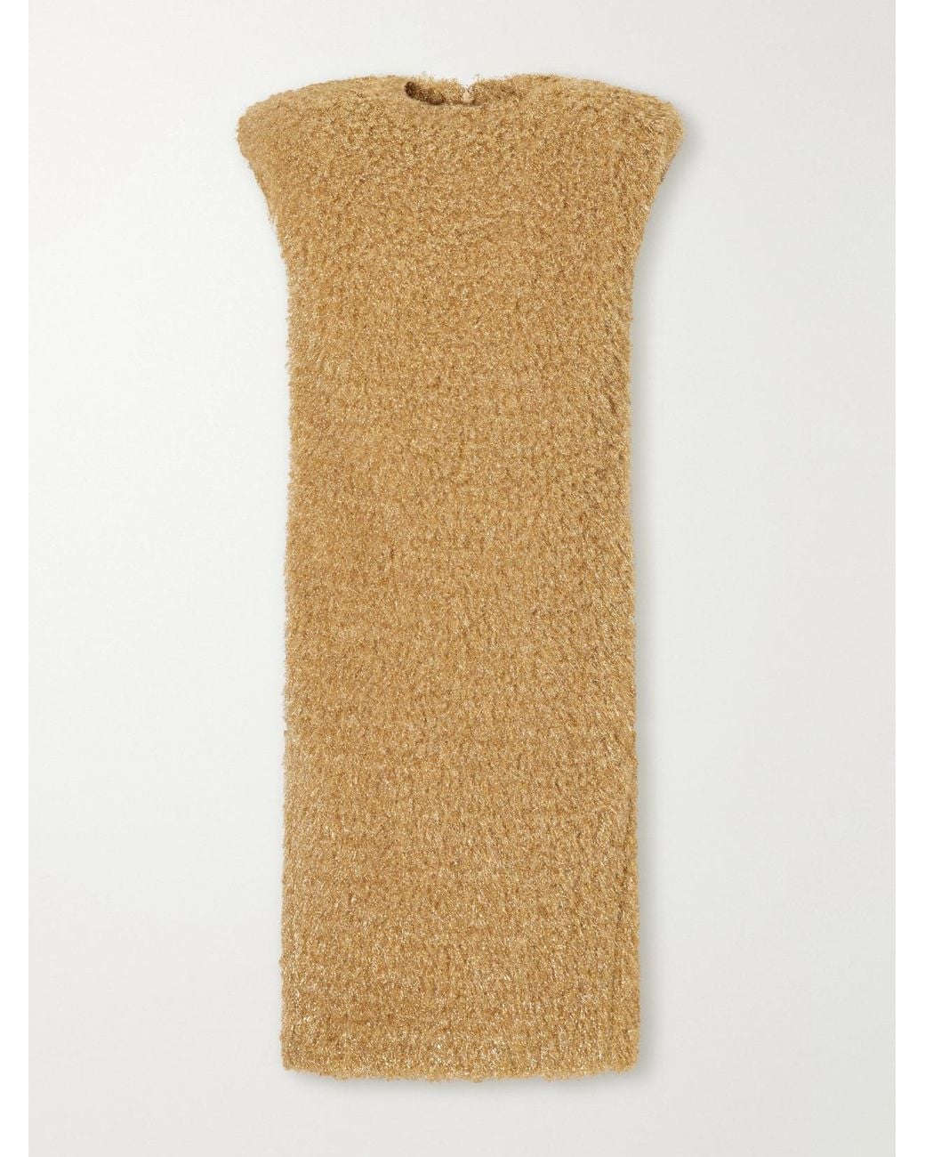 Willy Chavarria Natural Metallic Plush Midi Dress