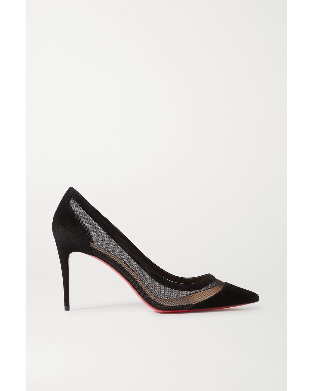 Christian Louboutin Galativi 85 Suede And Mesh Pumps in Black | Lyst