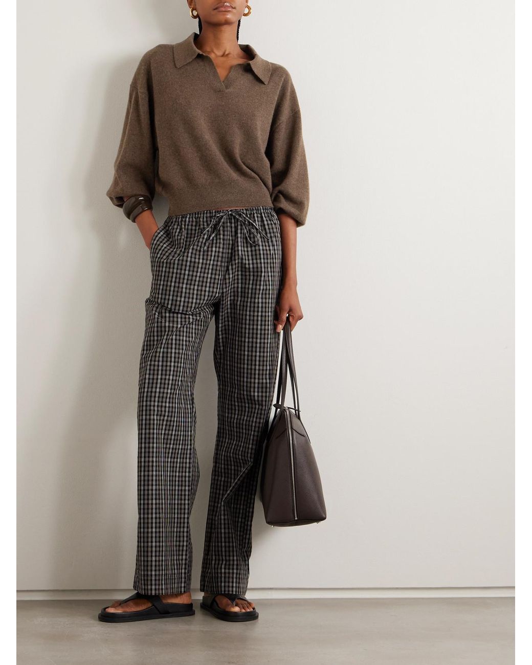 Lisa Yang Brown Katriel Cashmere Polo Sweater