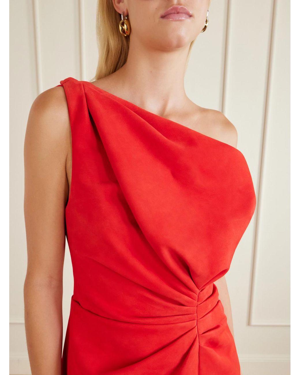Proenza Schouler Red Kaelin Suede Midi Dress