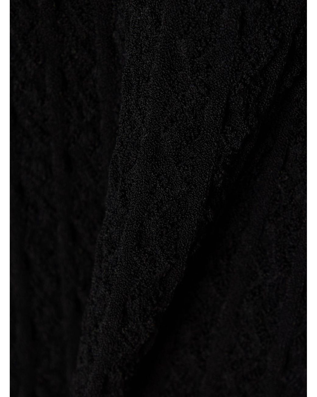 Alaïa Black Open-Knit Turtleneck Bodysuit
