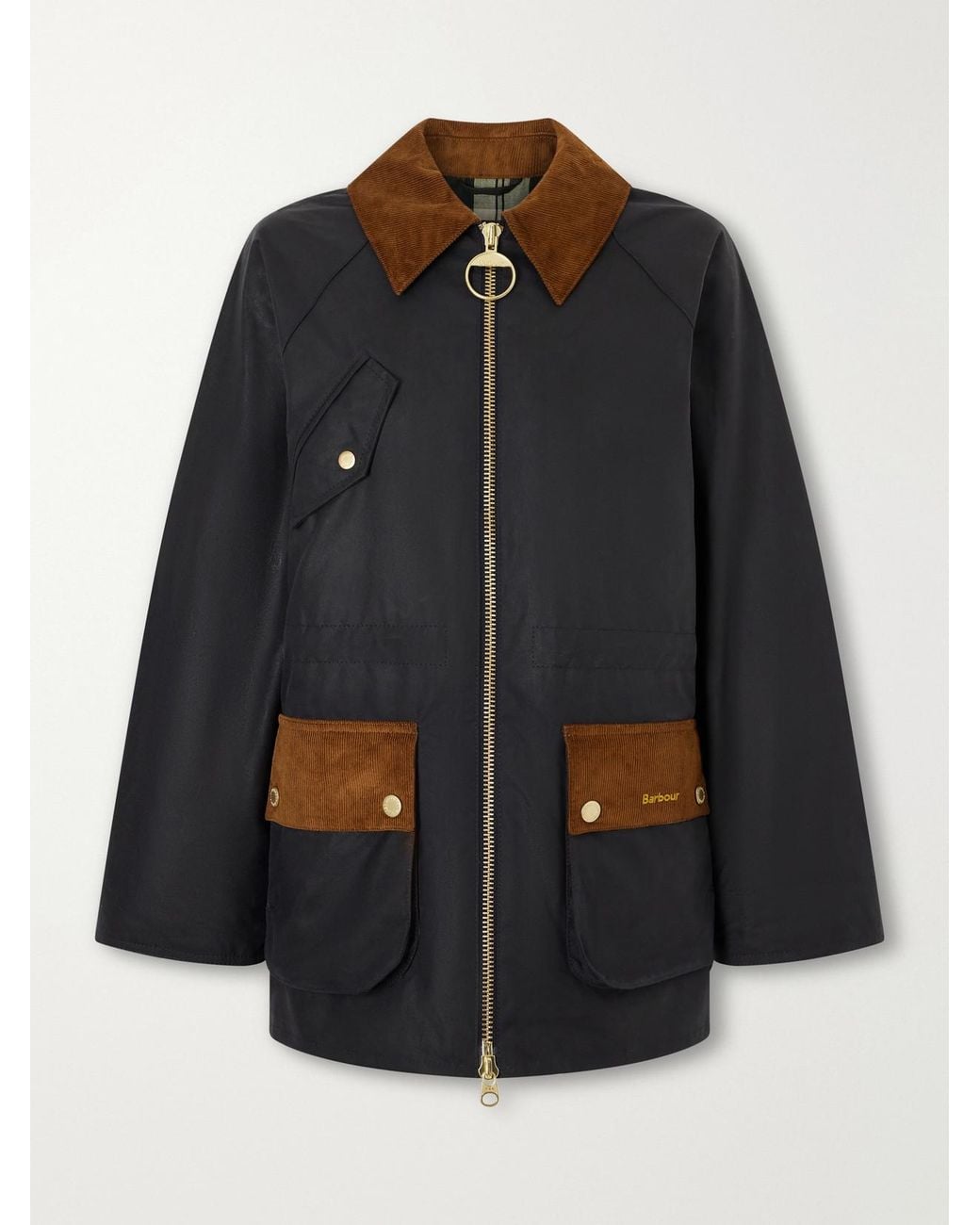 Barbour Black Treeton Corduroy-Trimmed Cotton Jacket