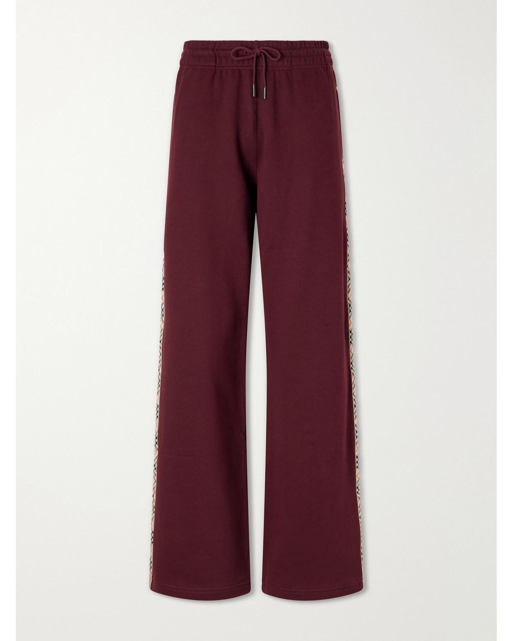 Burberry Red Jodie Checked Cotton-Jersey Straight-Leg Track Pants