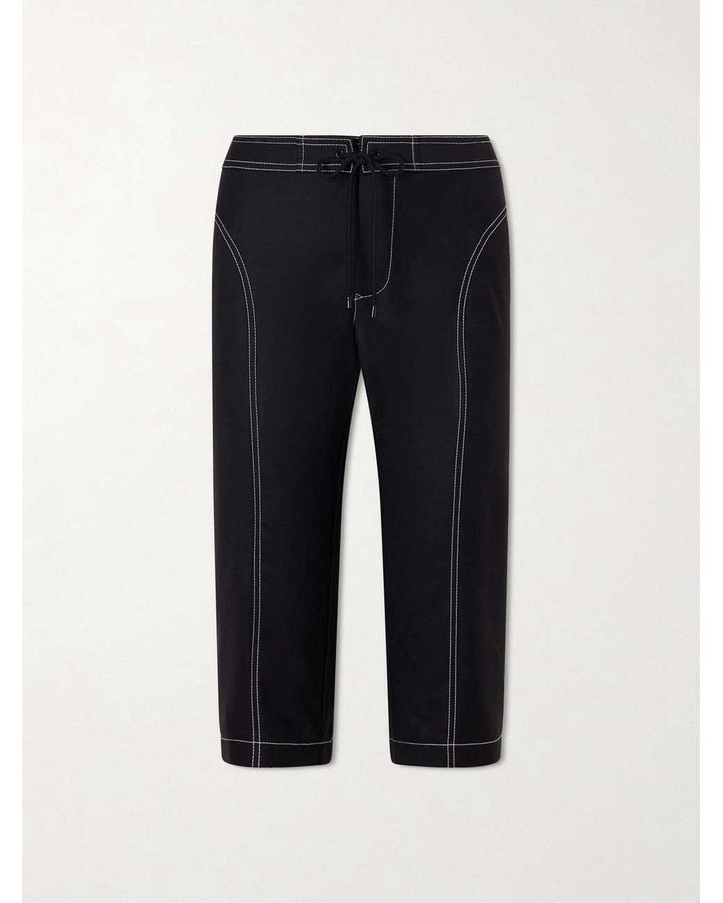 Aflalo Black Zuri Wool-Twill Slim-Fit Capri Pants