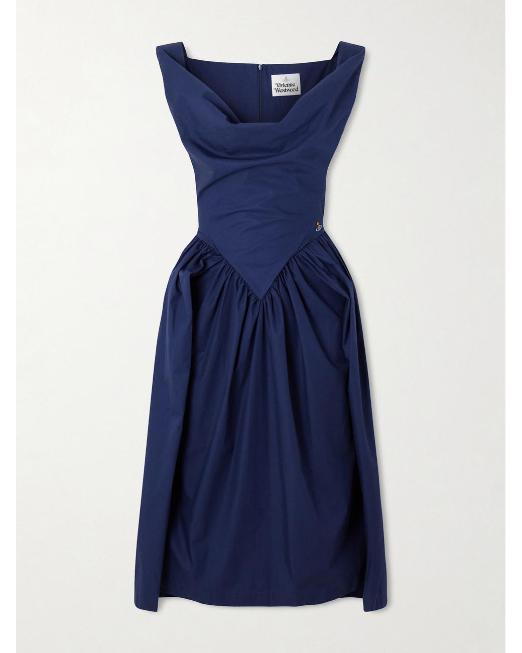 Vivienne Westwood Blue Sunday Gathered Cotton-Poplin Midi Dress