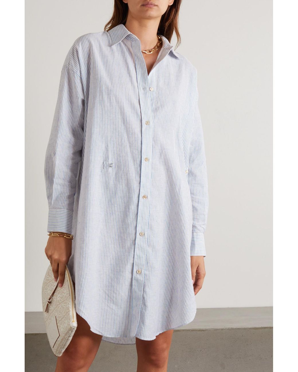 Étoile Isabel Marant Seen Gathered Striped Cotton And Linen-blend Shirt  Dress in Blue | Lyst