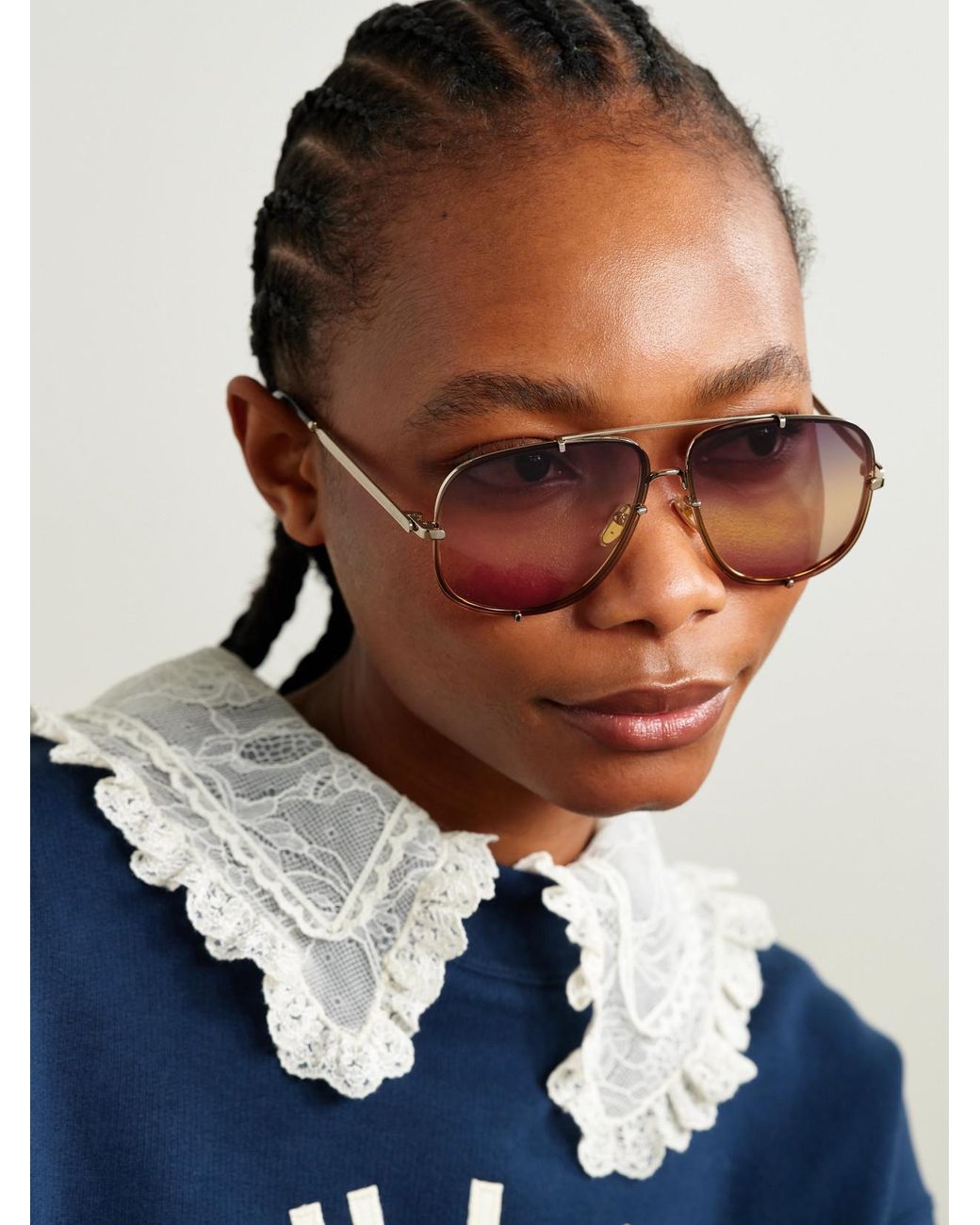 Chloé Metallic Ivy Aviator-Style-Tone Sunglasses
