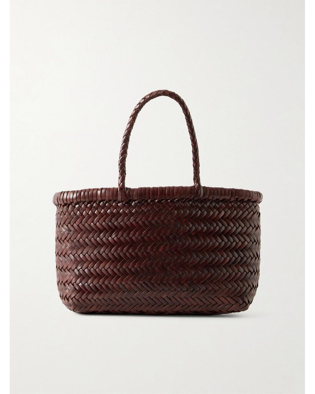 Dragon Diffusion Brown Gora Mini Woven Leather Tote