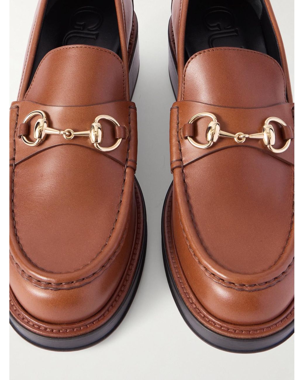 Gucci Brown Horsebit-Detailed Leather Loafers