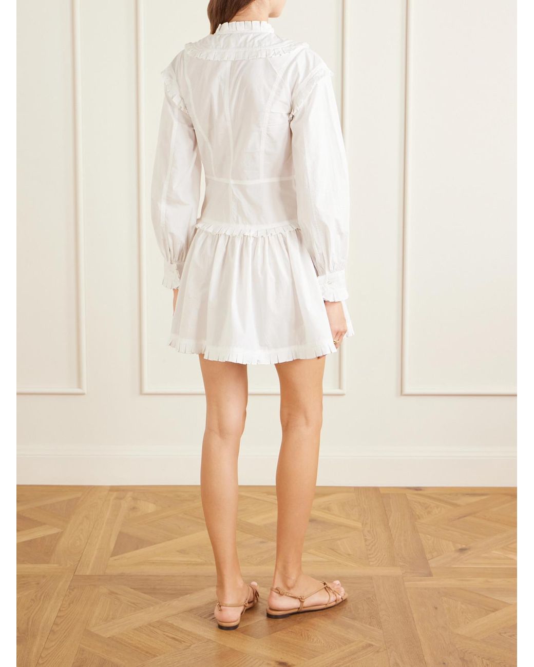 Ulla Johnson White Beatrix Ruffled Cotton Mini Dress