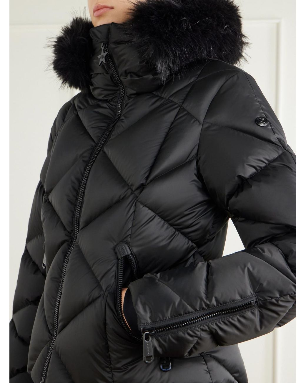 Goldbergh Black Harumi Plush-Trimmed Recycled Shell Ski Jacket