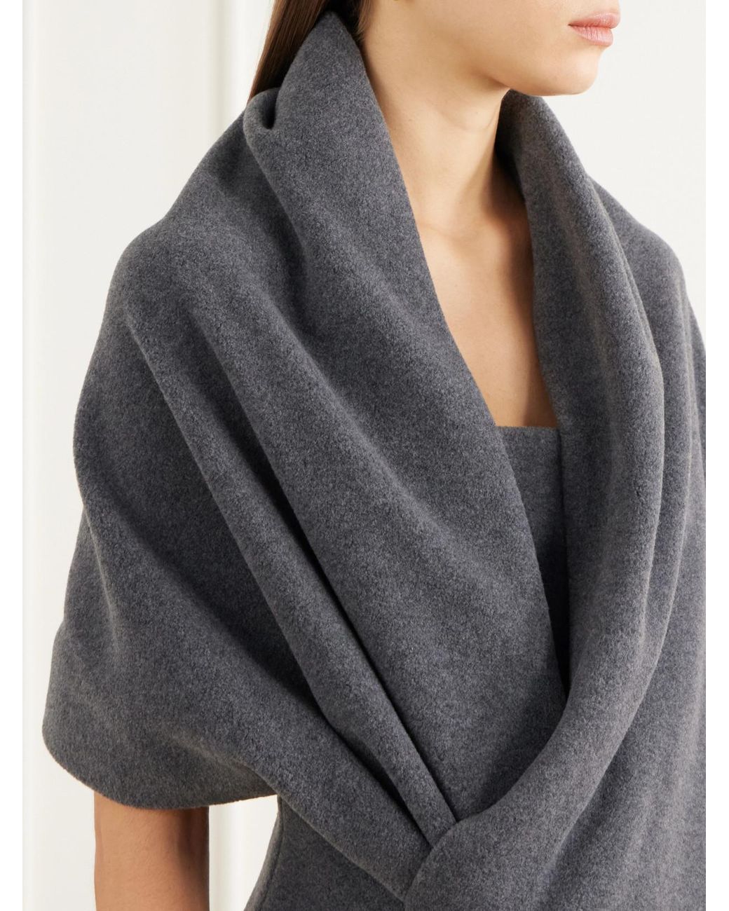 Colleen Allen Blue Scarf-Detailed Fleece Maxi Dress