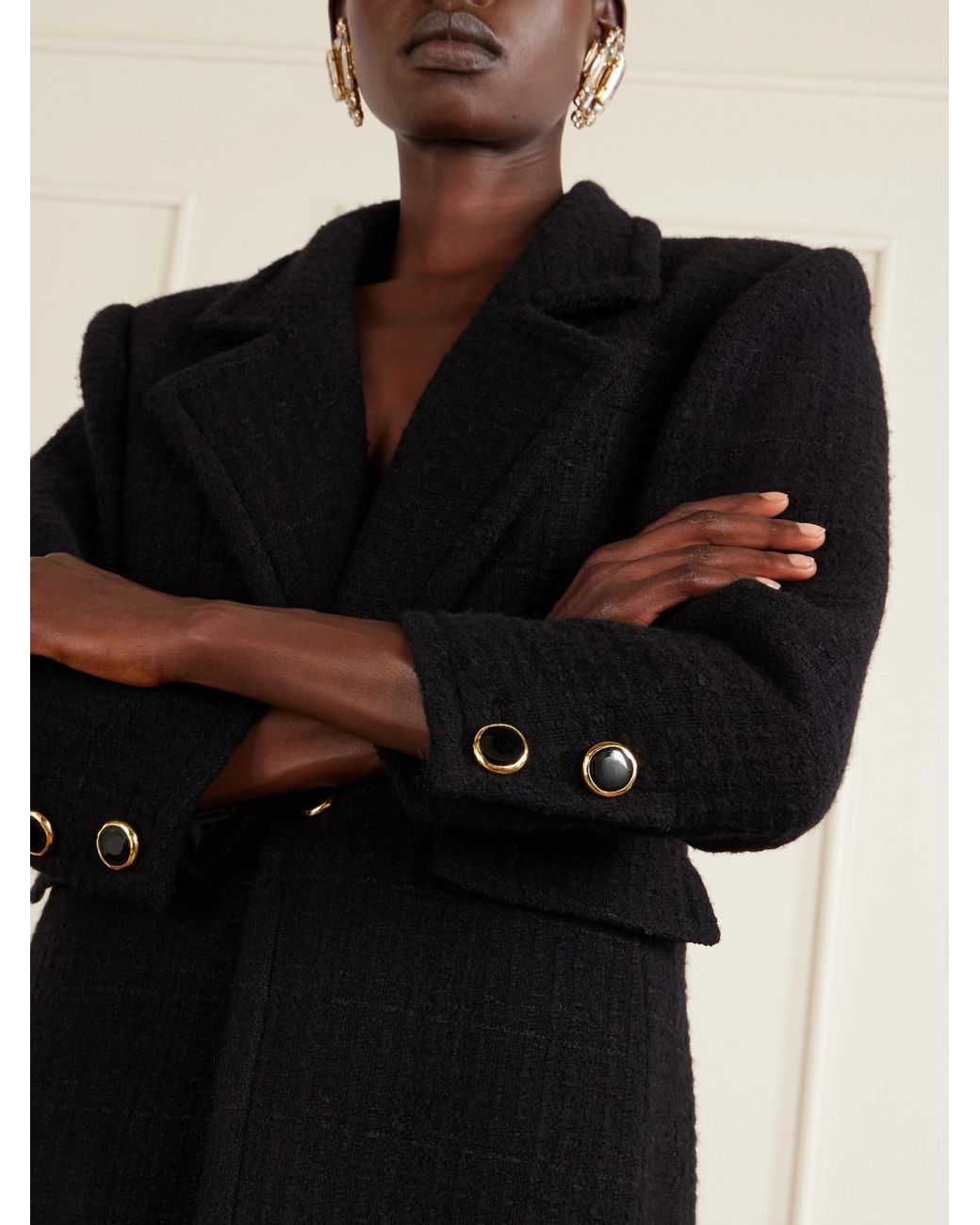 Saint Laurent Black Wool-Blend Tweed Blazer