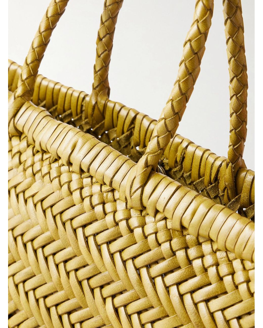 Dragon Diffusion Metallic Gora Mini Woven Leather Tote